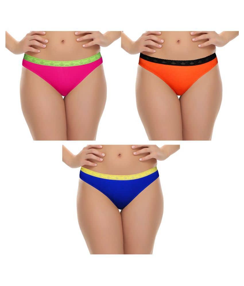 Selfcare Pack of 3 Cotton Women's Bikini Panties ( Multi Color )