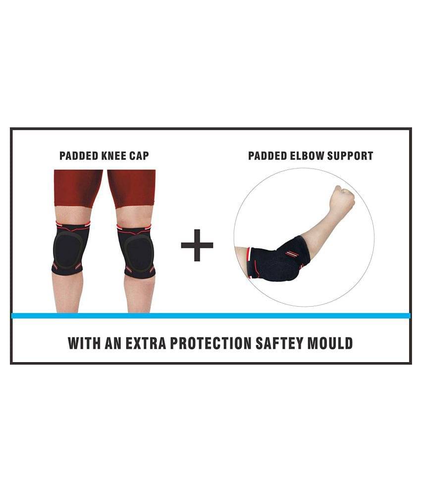 Just Rider COMBO of Padded Knee cap & Padded Elbow for Dancing/Skating/Volley ball/ Wrestling/Yoga etc (Set of 2 Pair) Just Rider COMBO of Padded Knee cap & Padded Elbow for Dancing/Skating/Volley ball/ Wrestling/Yoga etc (Set of 2 Pair)