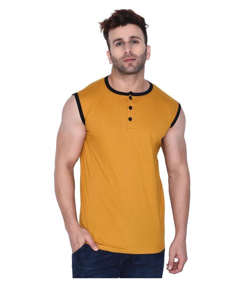 Tfurnish Cotton Blend Gold Solids T-Shirt Tfurnish Cotton Blend Gold Solids T-Shirt