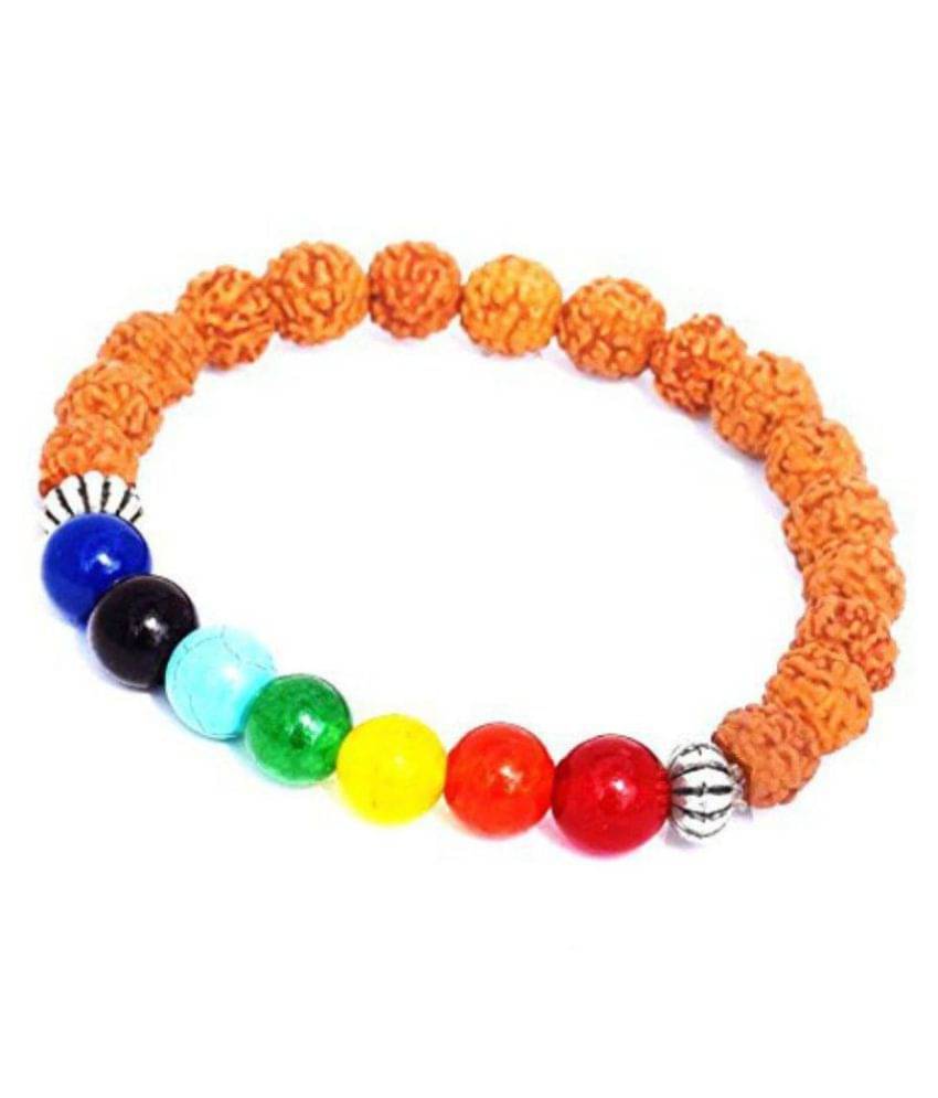     			7 chakra yoga Bracelet with 100% Original 5 Mukhi Rudraksha Beads And Genuine Healing stones | Exclusive | Rudra Divine | To Energized Seven chakra Of Human body And Heal the body | Healing Bracelet | Healing stone Bracelet | Brand new