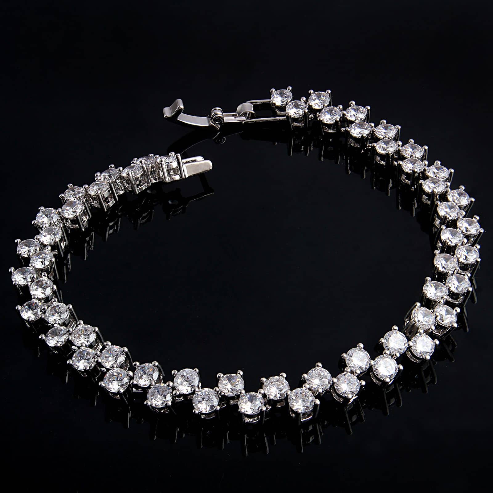 ZIVOM® Italian Glossy Silver Rhodium Aaa Grade Cz American Diamond Bracelet Girls Women - Bangles & Bracelets | Buy online on ZillyBuy