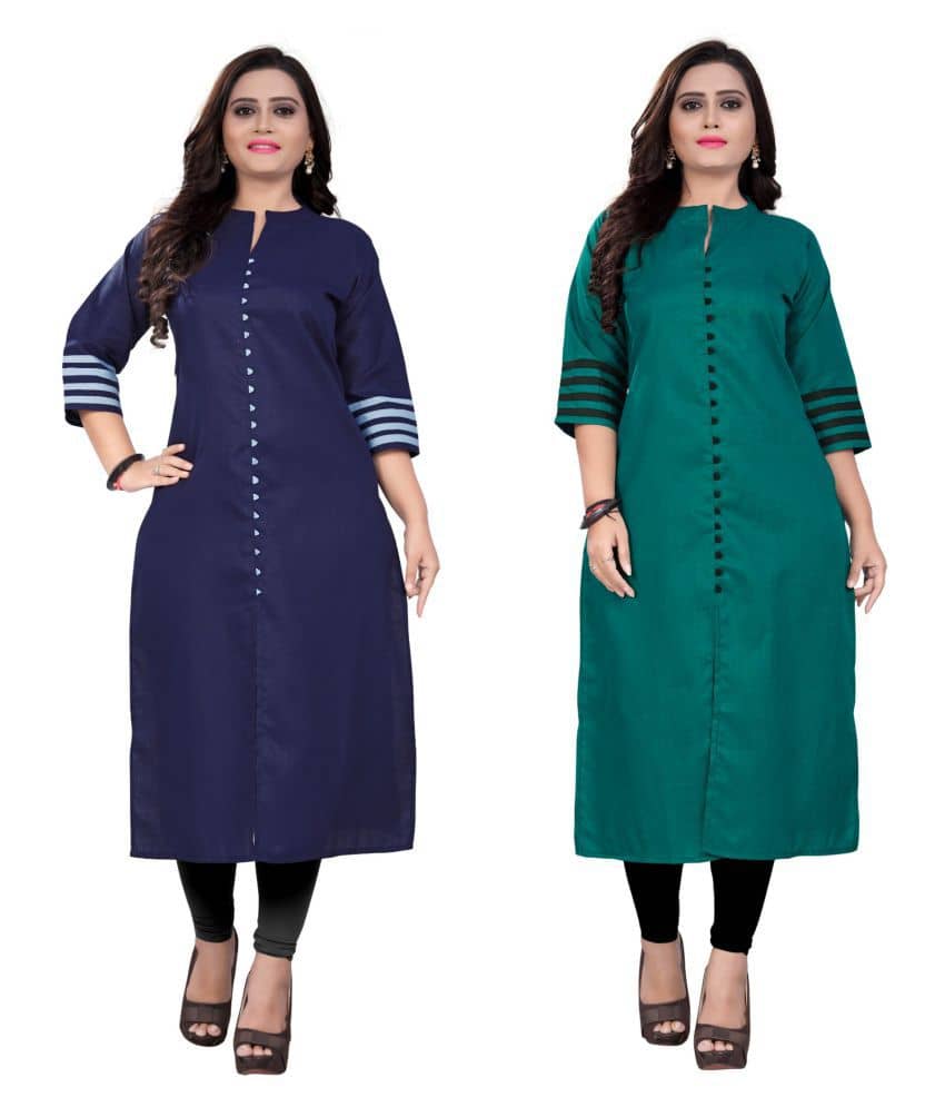 Shagun Multicolor Cotton Front Slit Kurti - Kurtis, Tunics | Buy online on ZillyBuy