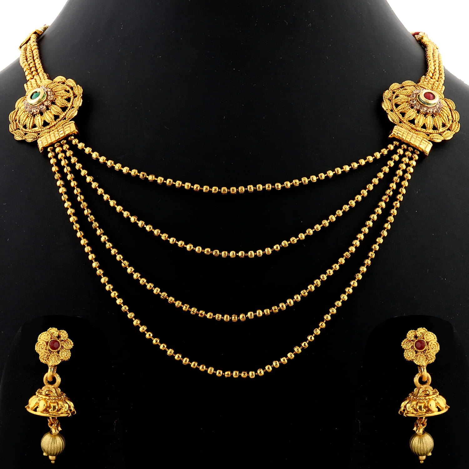Silver Shine Alloy Golden Choker Gold Plated Necklaces Set Silver Shine Alloy Golden Choker Gold Plated Necklaces Set