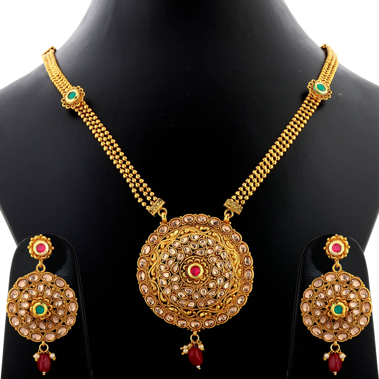 Silver Shine Alloy Golden Choker Traditional Gold Plated Necklaces Set Silver Shine Alloy Golden Choker Traditional Gold Plated Necklaces Set