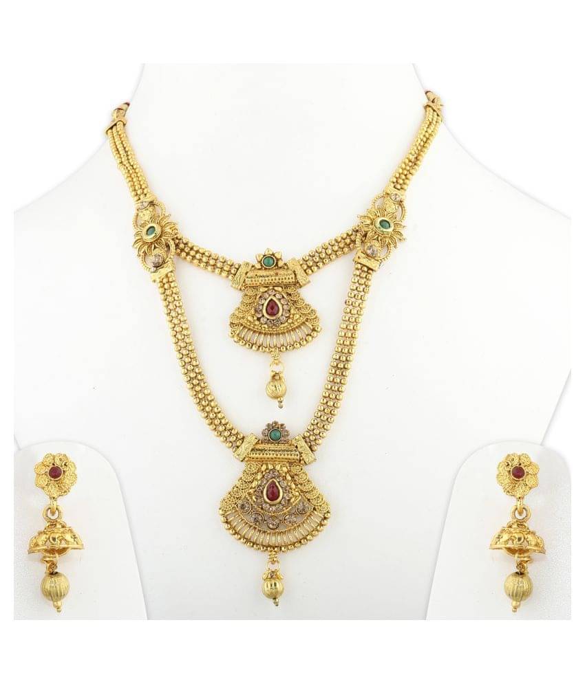 Silver Shine Alloy Golden Choker Gold Plated Necklaces Set Silver Shine Alloy Golden Choker Gold Plated Necklaces Set