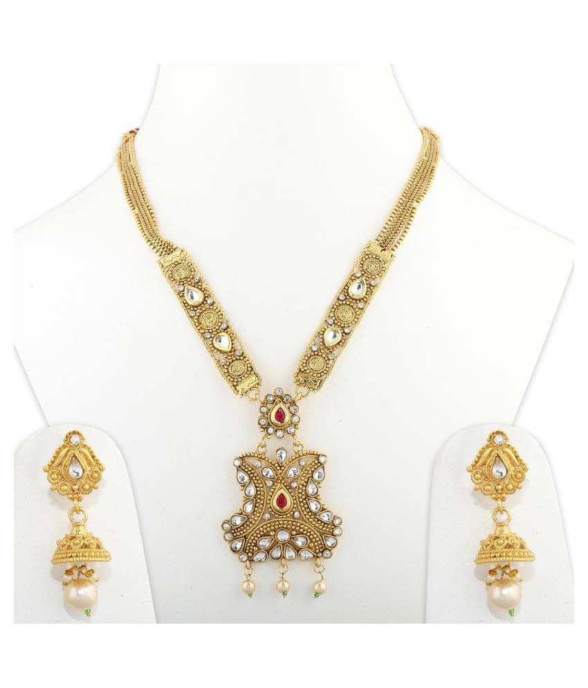 Silver Shine Alloy Golden Choker Gold Plated Necklaces Set Silver Shine Alloy Golden Choker Gold Plated Necklaces Set