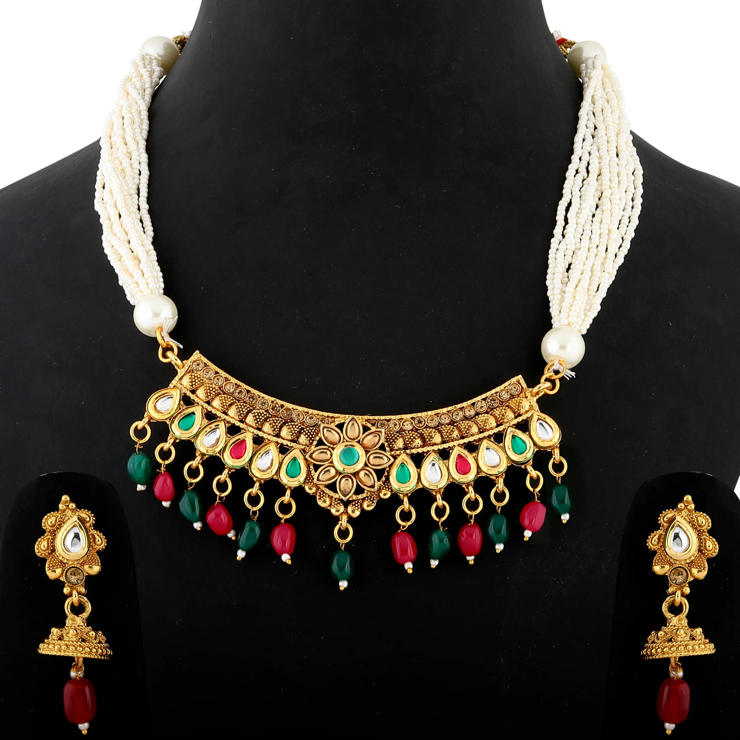 Silver Shine Alloy Golden Choker Gold Plated Necklaces Set Silver Shine Alloy Golden Choker Gold Plated Necklaces Set