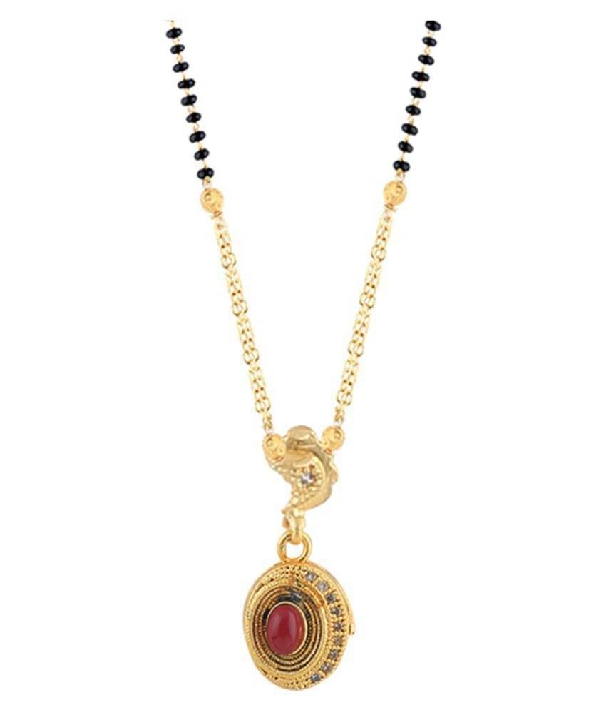     			SILVER SHINE Delicated Oval Shape Pandent Gold Plated Mangalsutra For Women