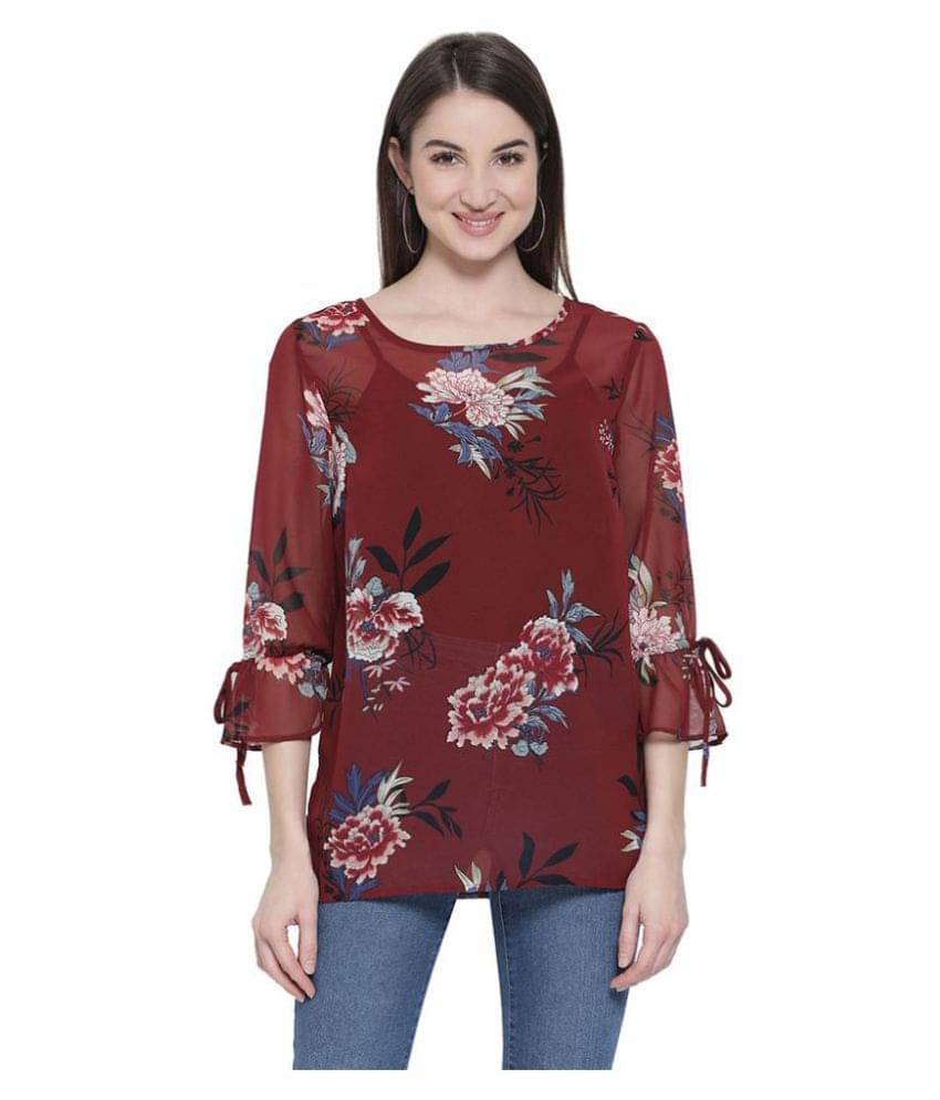     			Oxolloxo Women's Polyester Regular Top ( Maroon )
