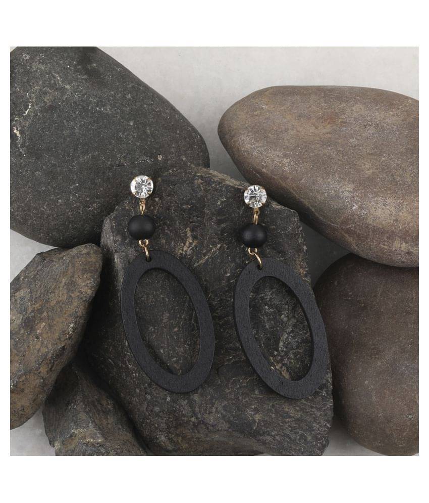     			SILVER SHINE Charm Stylish  Diamond Wooden Earrings Light Weight for Girls and Women.