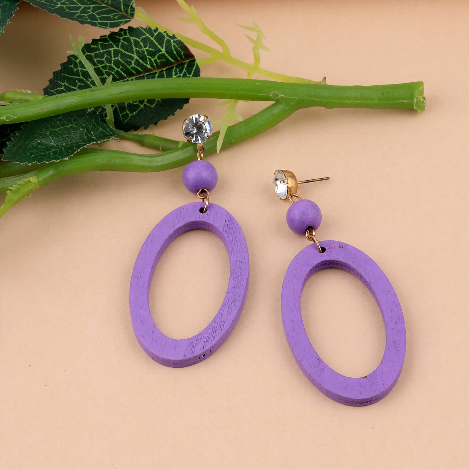     			SILVER SHINE Designer Alegent Diamond Wooden Light Weight Earrings for Girls and Women.