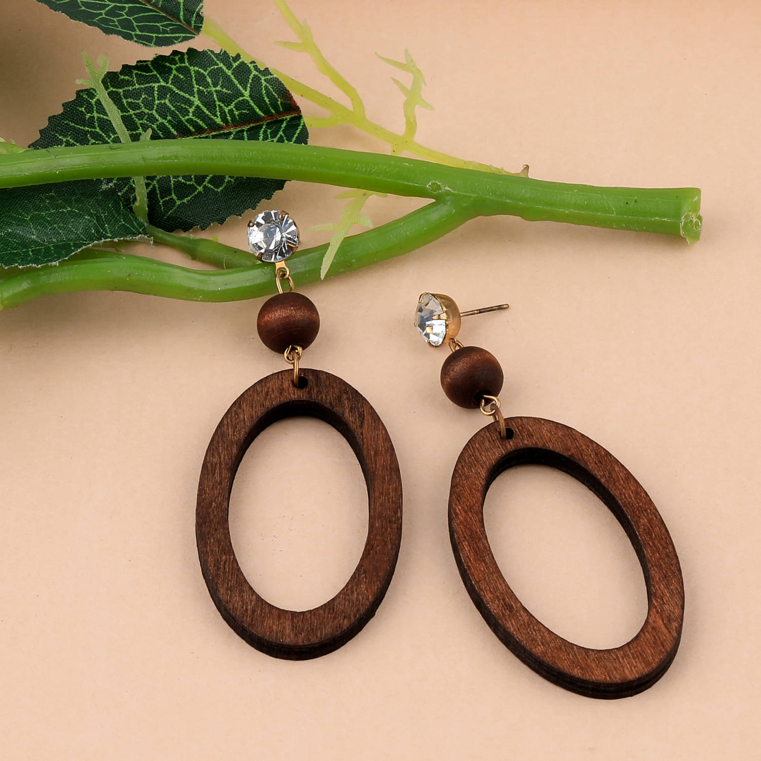 SILVER SHINE Wonderful Attractive Diamond Wooden Light Weight  Earrings for Girls and Women.     			SILVER SHINE Wonderful Attractive Diamond Wooden Light Weight  Earrings for Girls and Women.
