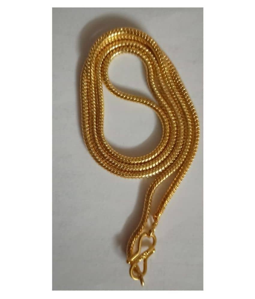 Jaya Collection Gold Plated Brass thick Round Chain for Men Women Girls Boys.