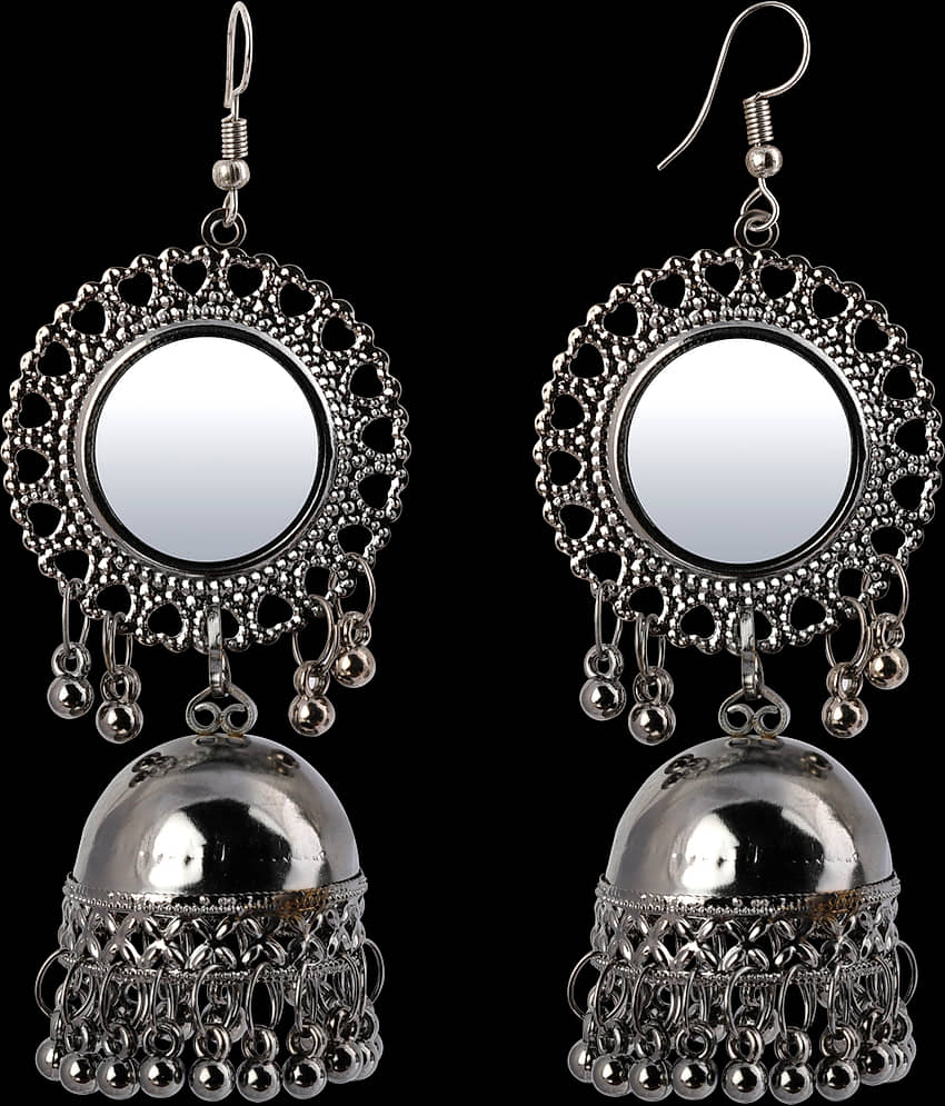 Silver Shine Trendy Silver Mirror Jhumki with Small Danglers Earrings for Women - Earrings | Buy online on ZillyBuy