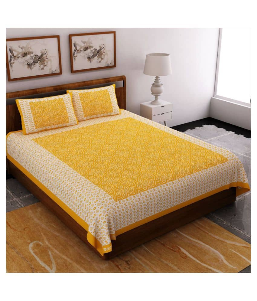 Uniqchoice Cotton Double Bedsheet with 2 Pillow Covers