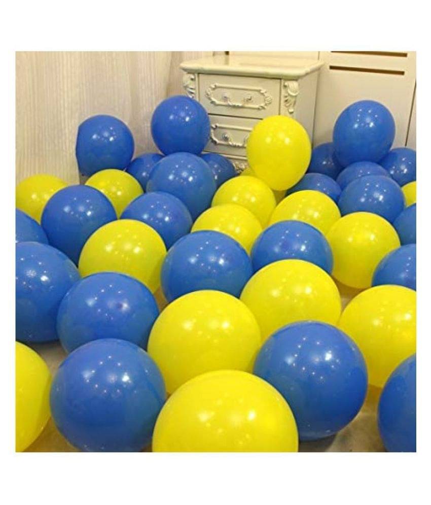     			DSH Solid Yellow and Blue Balloons( Pack of 50 )