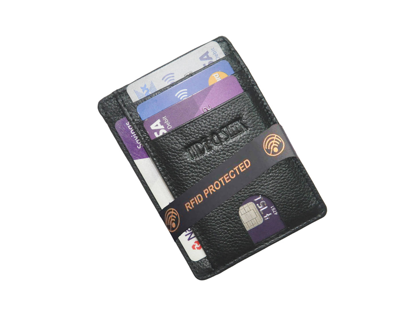     			RFID Blocking Leather Credit Card Holder (Black)