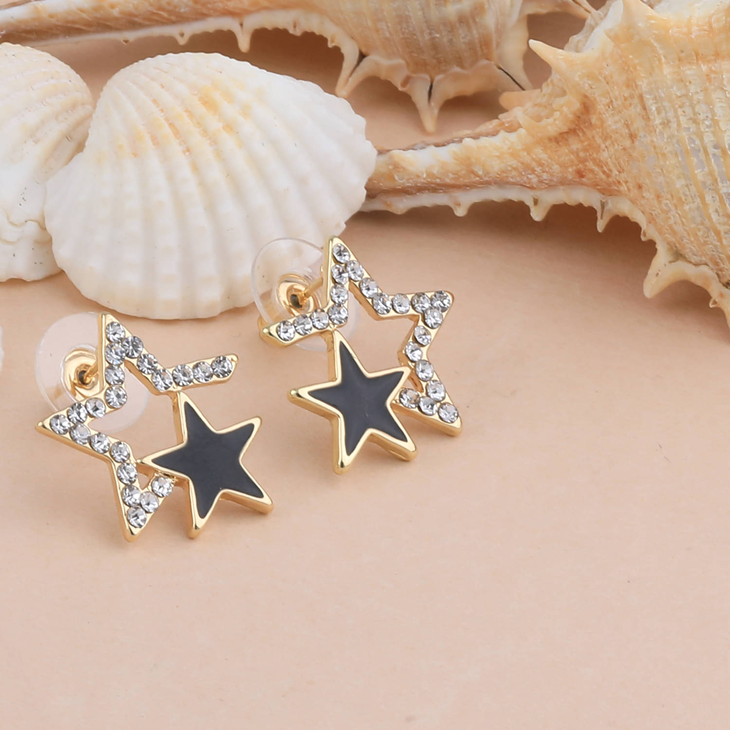    			SILVER SHINE Amzaing Gold Plated Party Wear Studs Star Earring For Women Girl