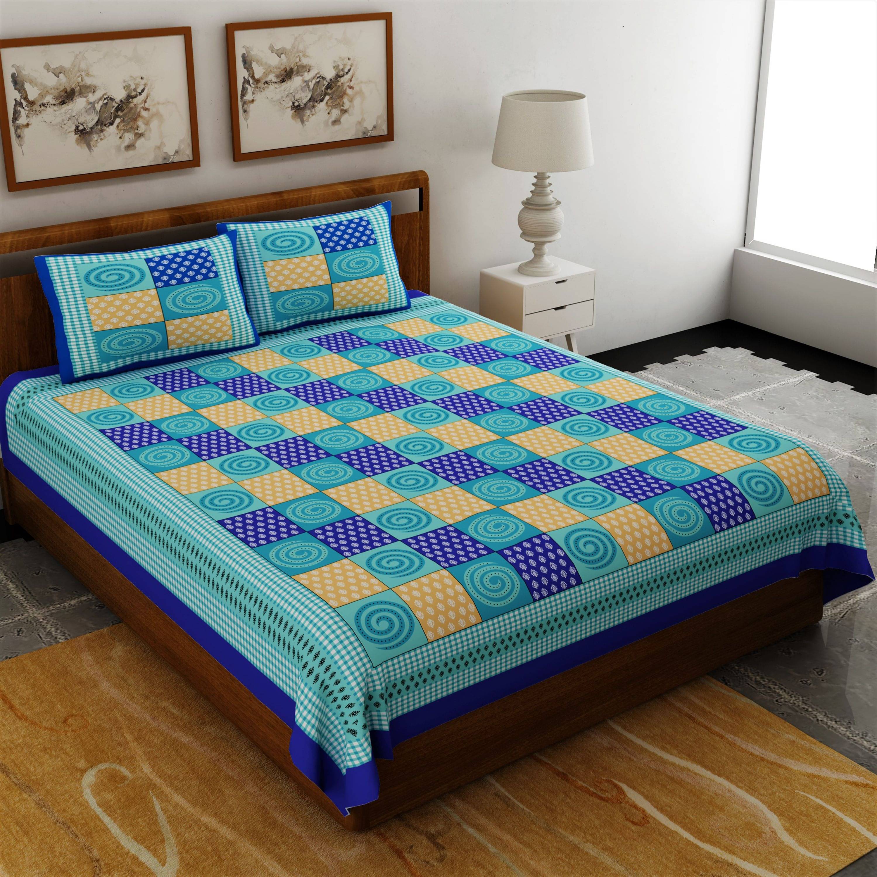     			Uniqchoice Cotton Double Bedsheet ( Blue )