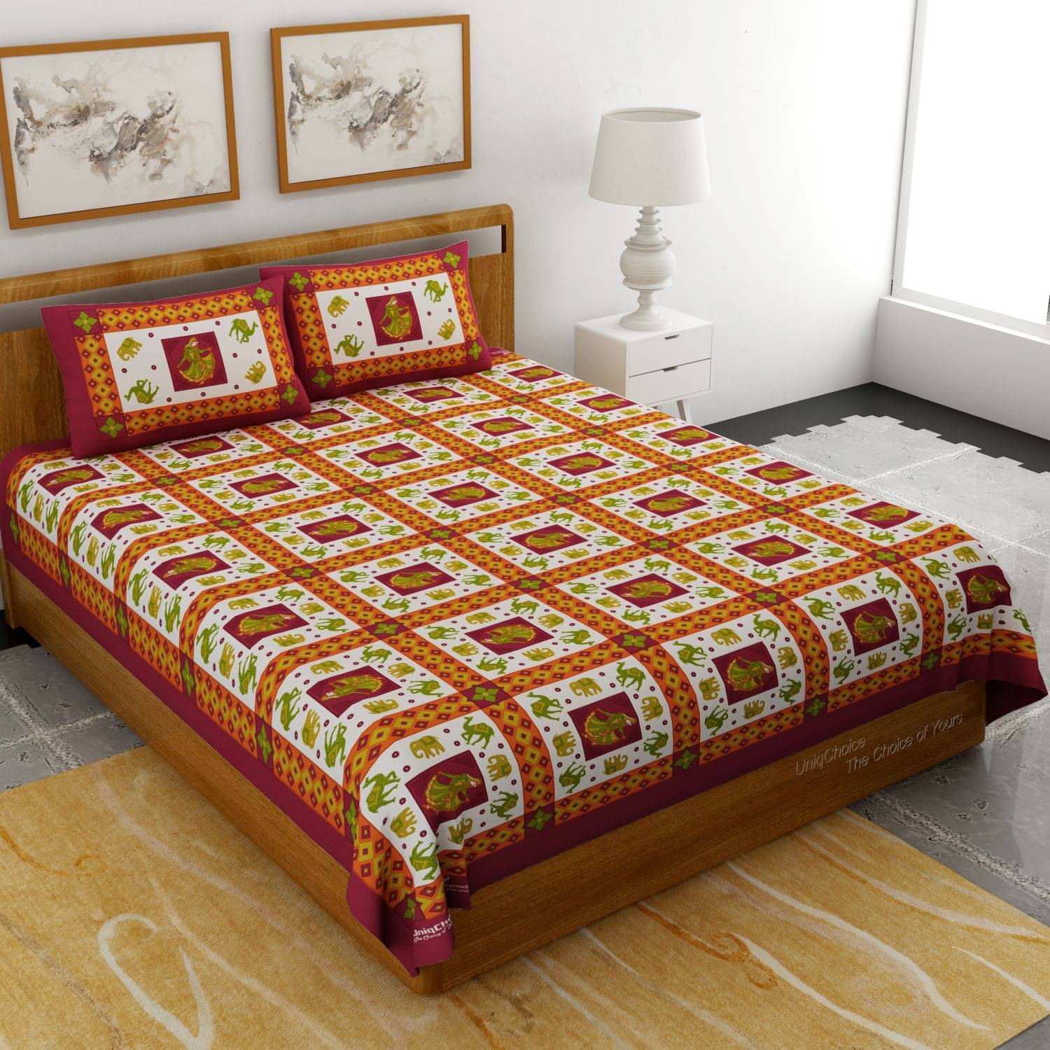     			Uniqchoice Cotton Double Bedsheet ( Maroon )