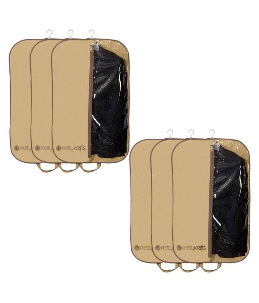     			PrettyKrafts Beige Half Transparent Coat Cover (Set of 6)