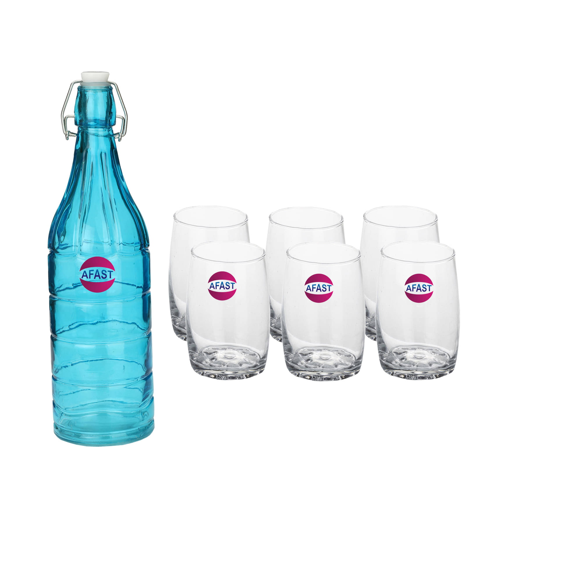     			Somil Glass Bottle Glass Set, Transparent, Pack Of 7, 1000 ml