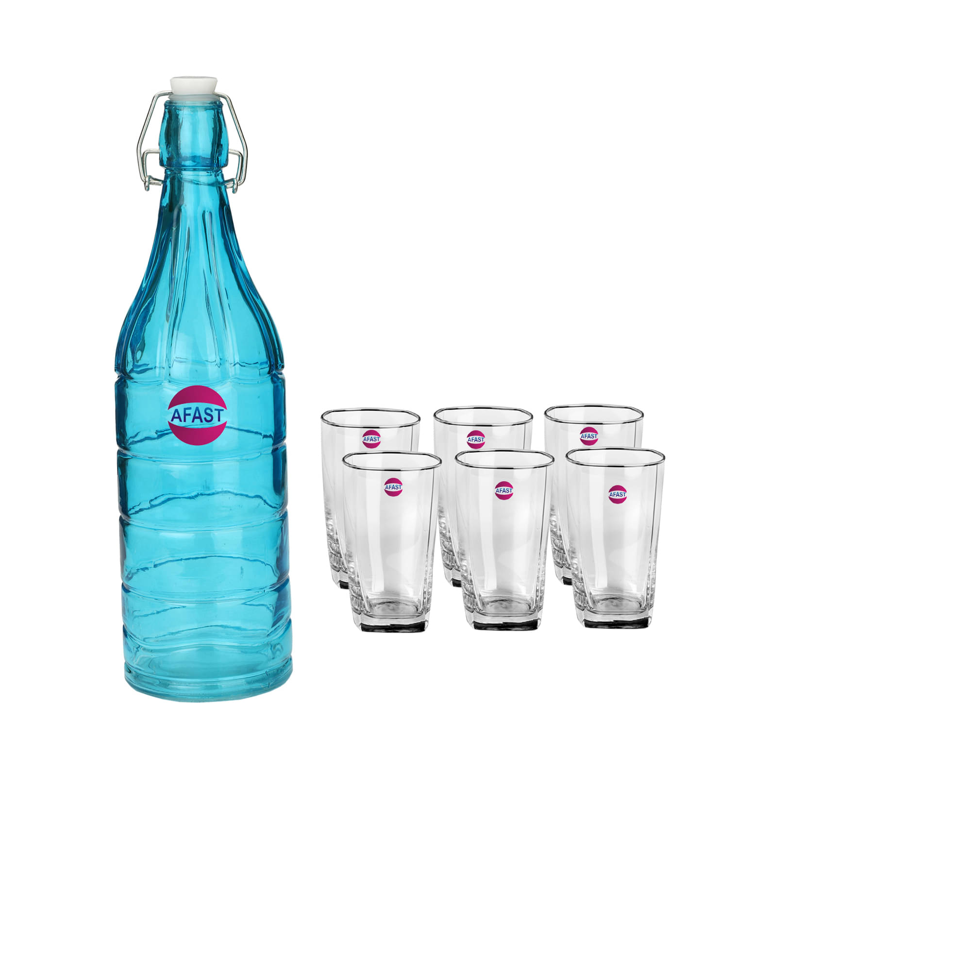     			Somil Glass Bottle Glass Set, Transparent, Pack Of 7, 1000 ml