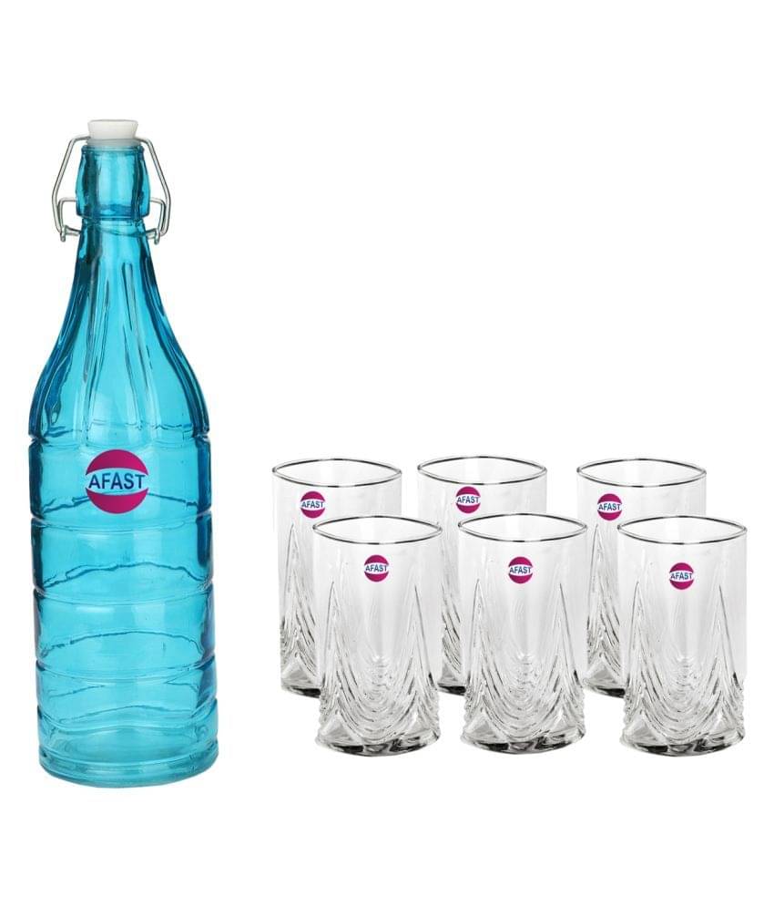     			Somil Glass Bottle Glass Set, Transparent, Pack Of 7, 1000 ml