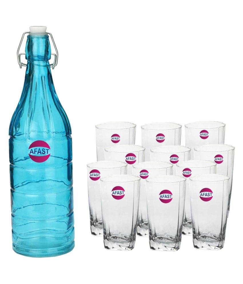     			Somil Glass Bottle Glass Set, Transparent, Pack Of 13, 1000 ml