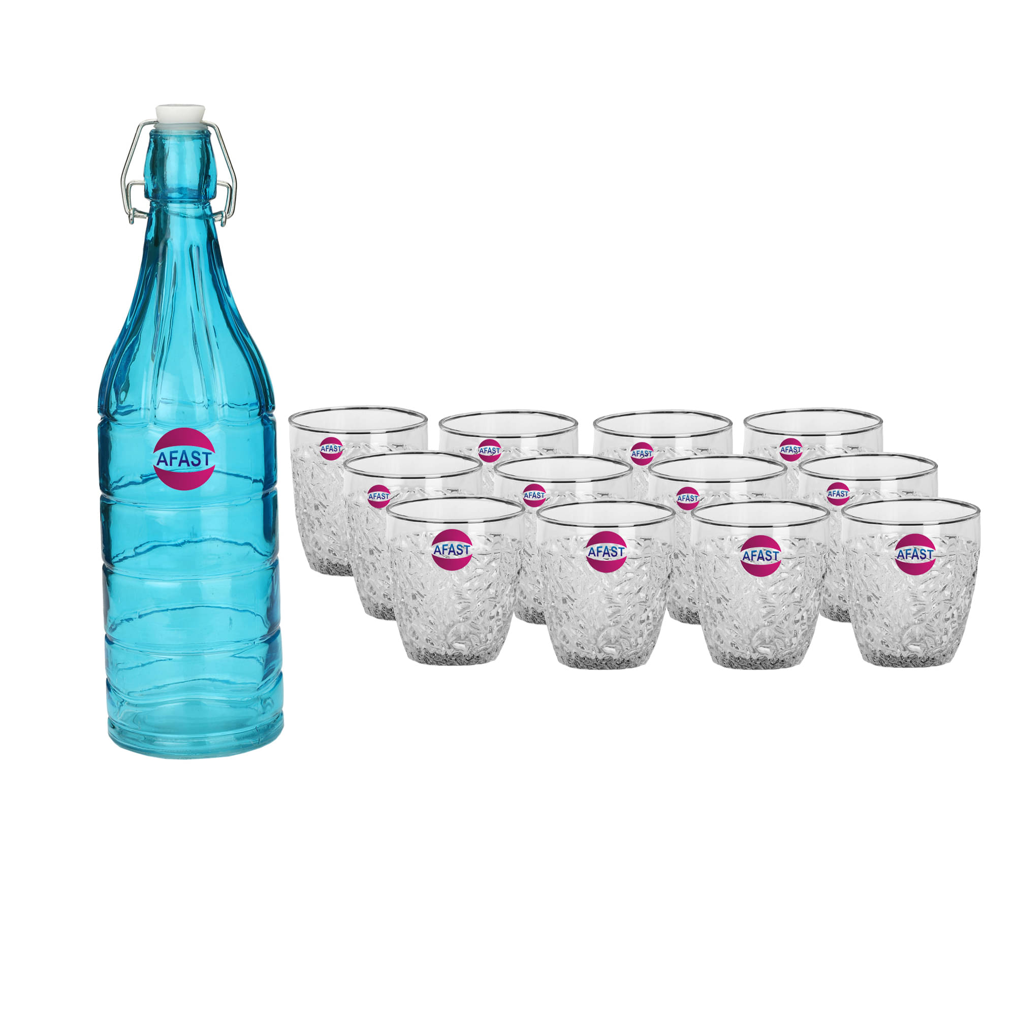     			Somil Glass Bottle Glass Set, Transparent, Pack Of 13, 1000 ml