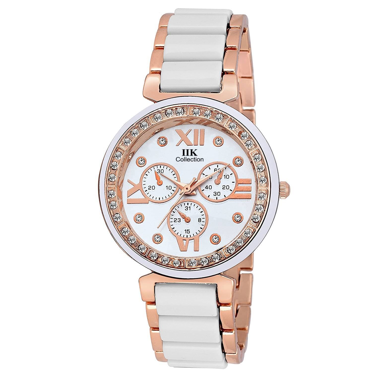     			IIK COLLECTION Ceramic Round Womens Watch
