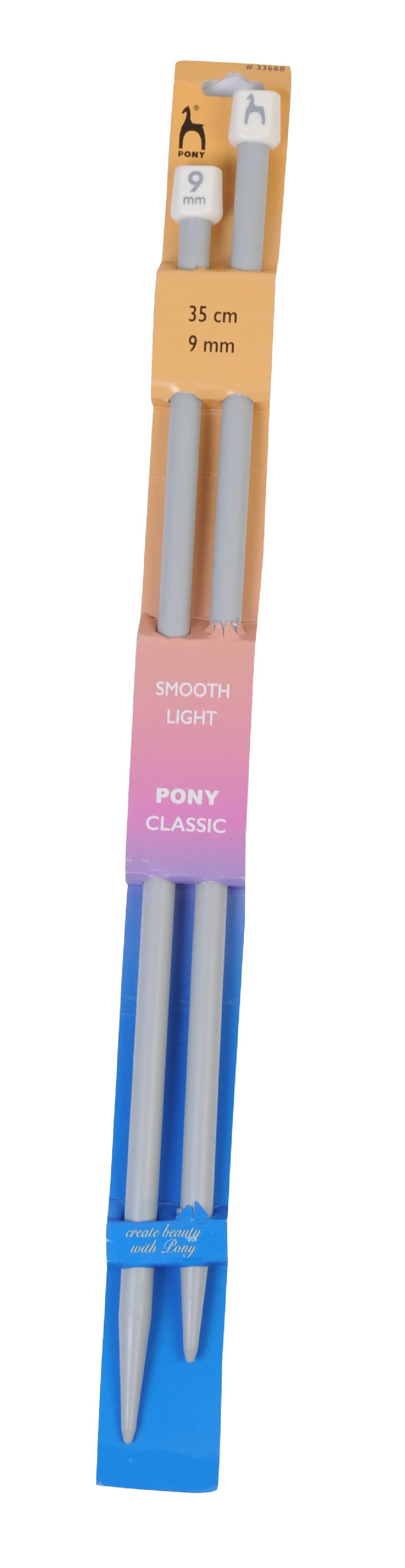 Classic Knitting Pins Pair for Thicker Yarns, No 00 (9 mm), Smooth Light 35 cm Long Plastic Needles