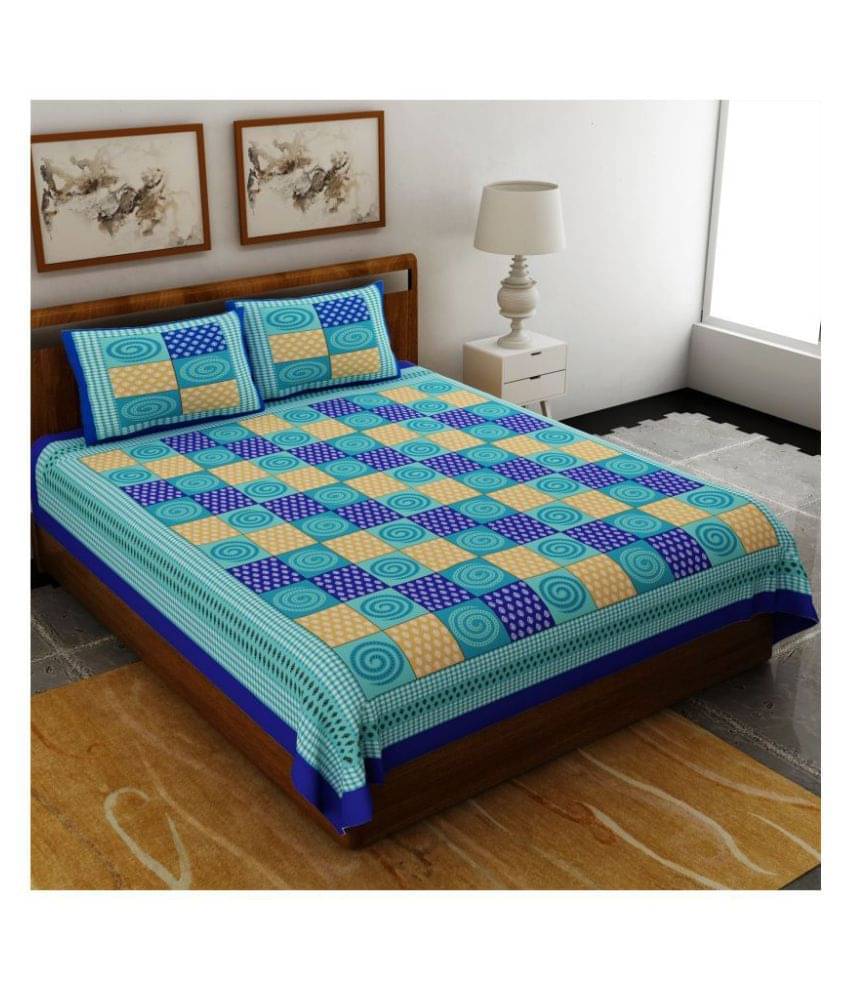     			Uniqchoice Cotton Double Bedsheet ( Blue )
