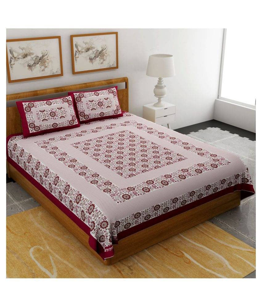 Bombay Spreads Cotton Double Bedsheet ( Maroon ) Bombay Spreads Cotton Double Bedsheet ( Maroon )