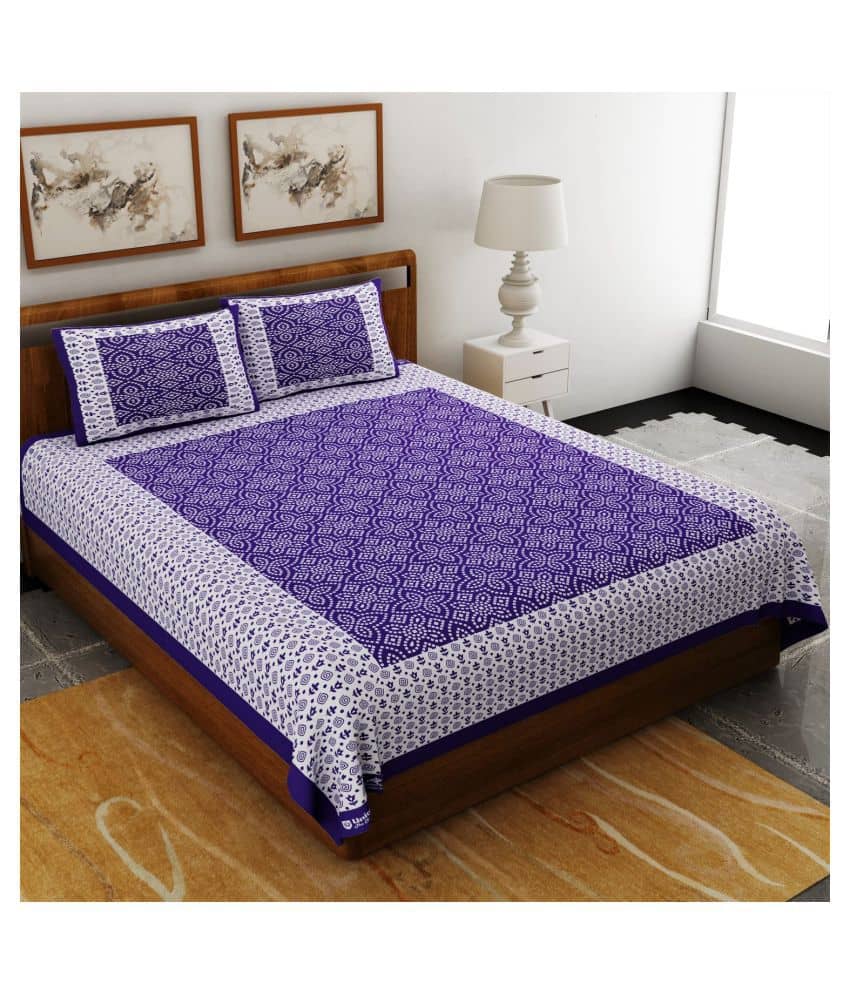 Bombay Spreads Cotton Double Bedsheet ( Blue )