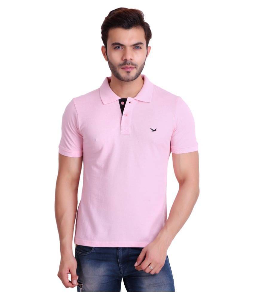    			Hiflyers Pack of 1 Cotton Blend Regular Fit Solid Half Sleeves Men's Polo T Shirt ( Pink )