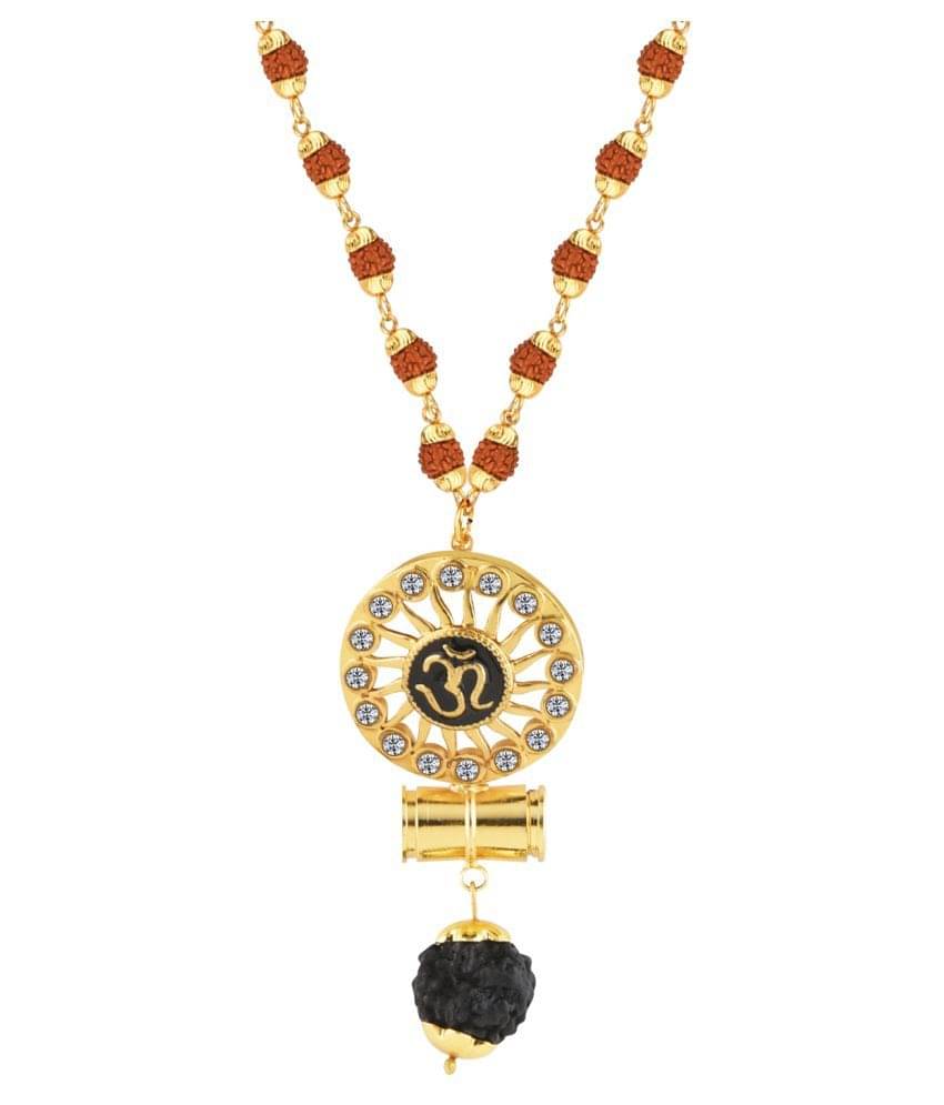 SILVER SHINE Attractive  Gold Plated  Rudraksha Designer Pendant Mala for Men and Women     			SILVER SHINE Attractive  Gold Plated  Rudraksha Designer Pendant Mala for Men and Women