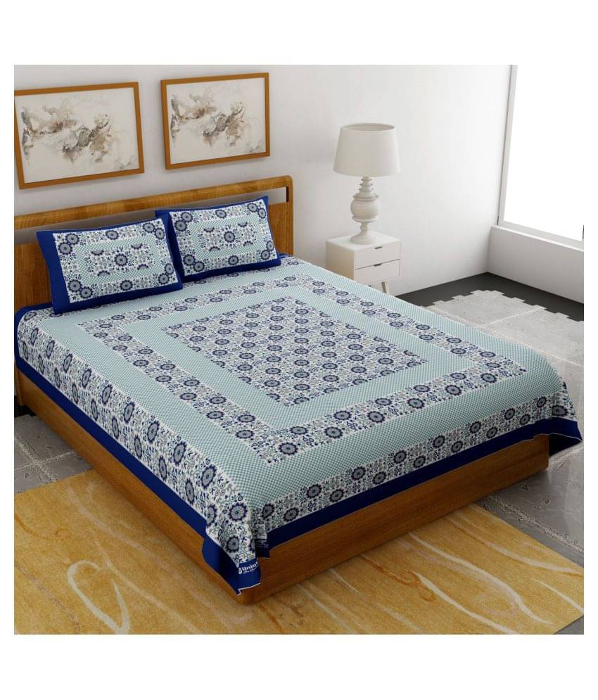     			Uniqchoice Cotton Double Bedsheet ( Blue )