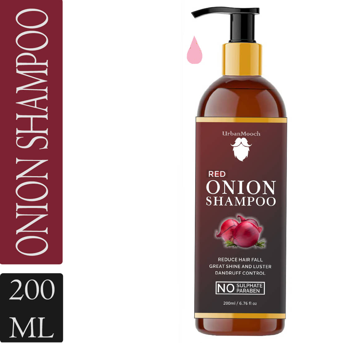 UrbanMooch Red Onion Shampoo For Hair Growth, Hair Fall Protection Shampoo 200 mL