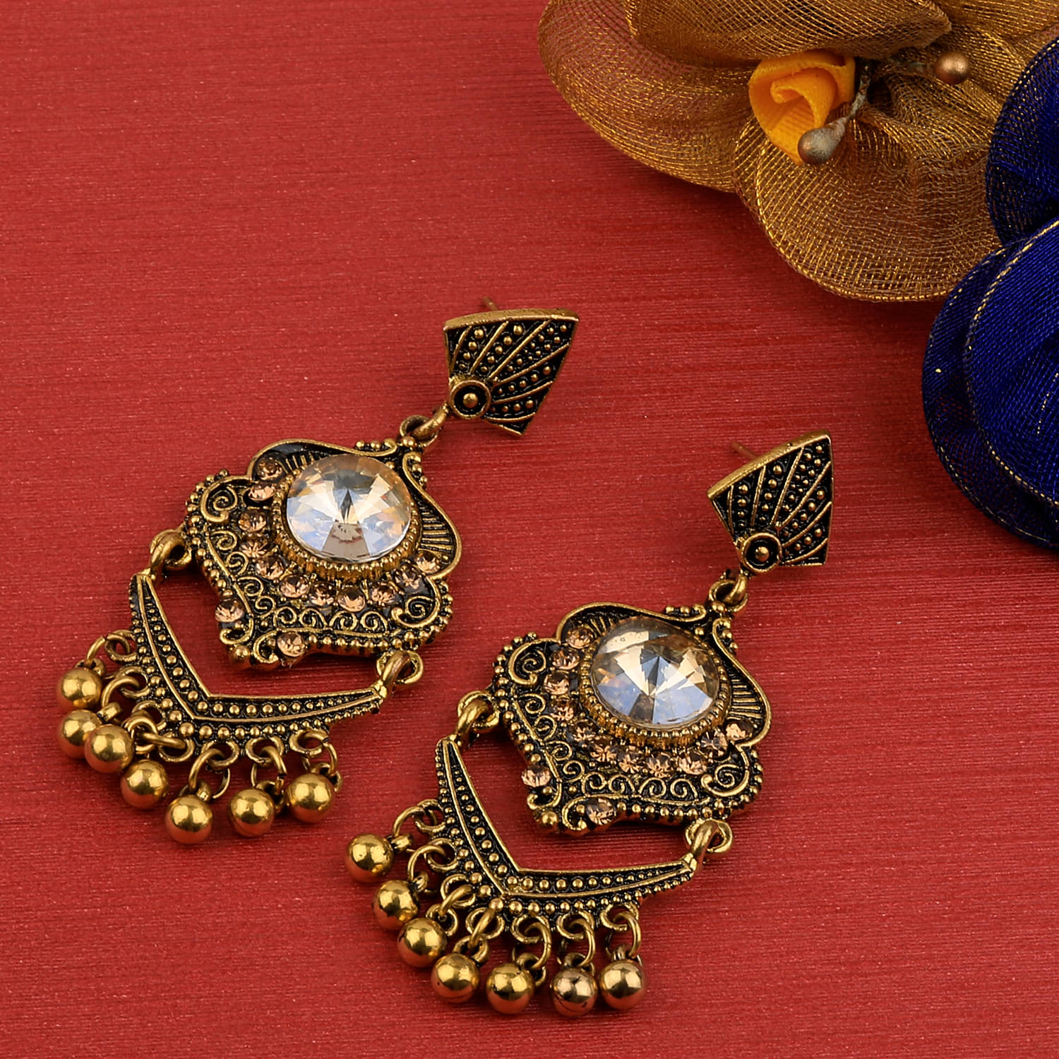     			SILVER SHINE Exclusive Patry Wear Gold Plated Traditional Earring For Women Girl