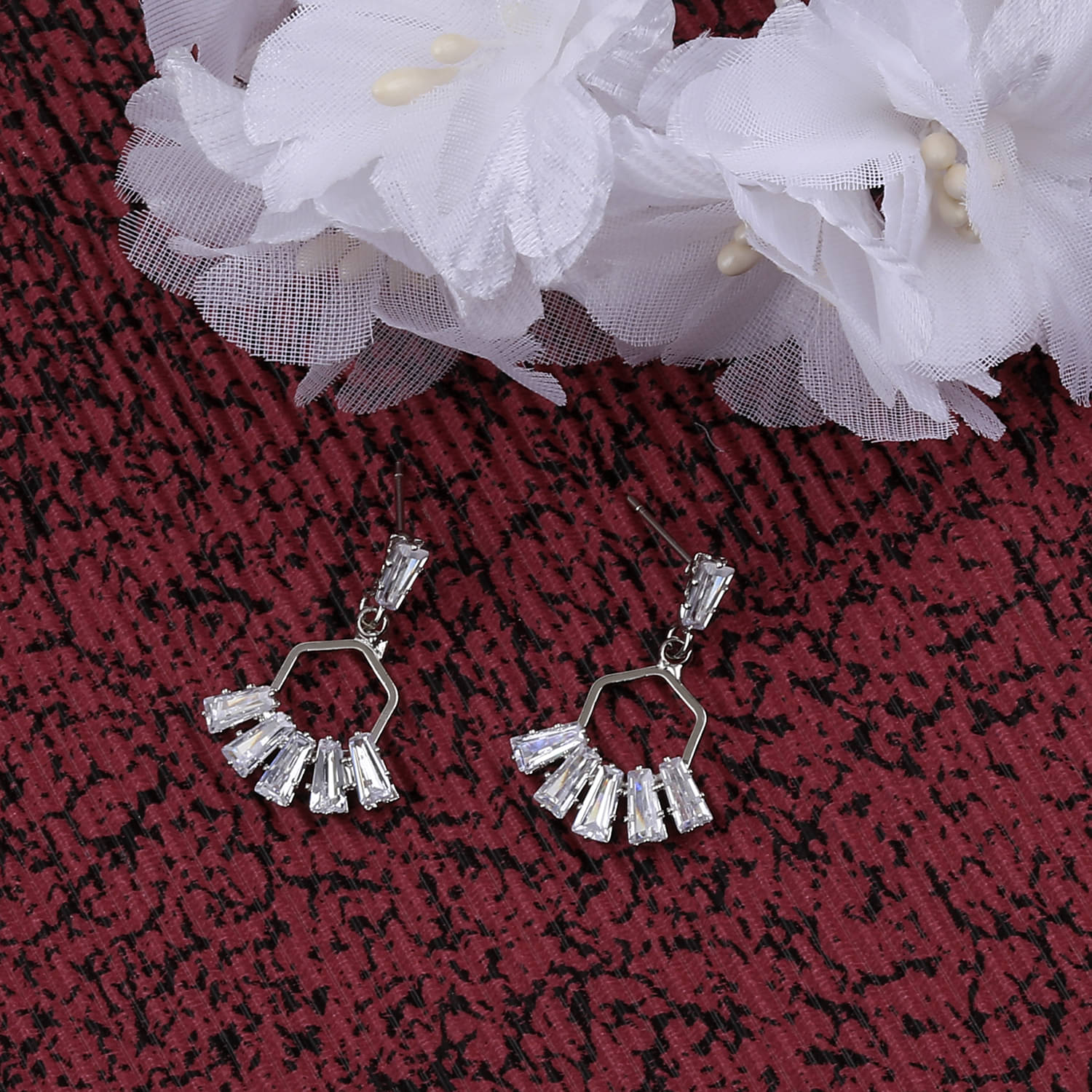     			SILVER SHINE Silver Plated Charm Stylish Stud Earring For Women Girl