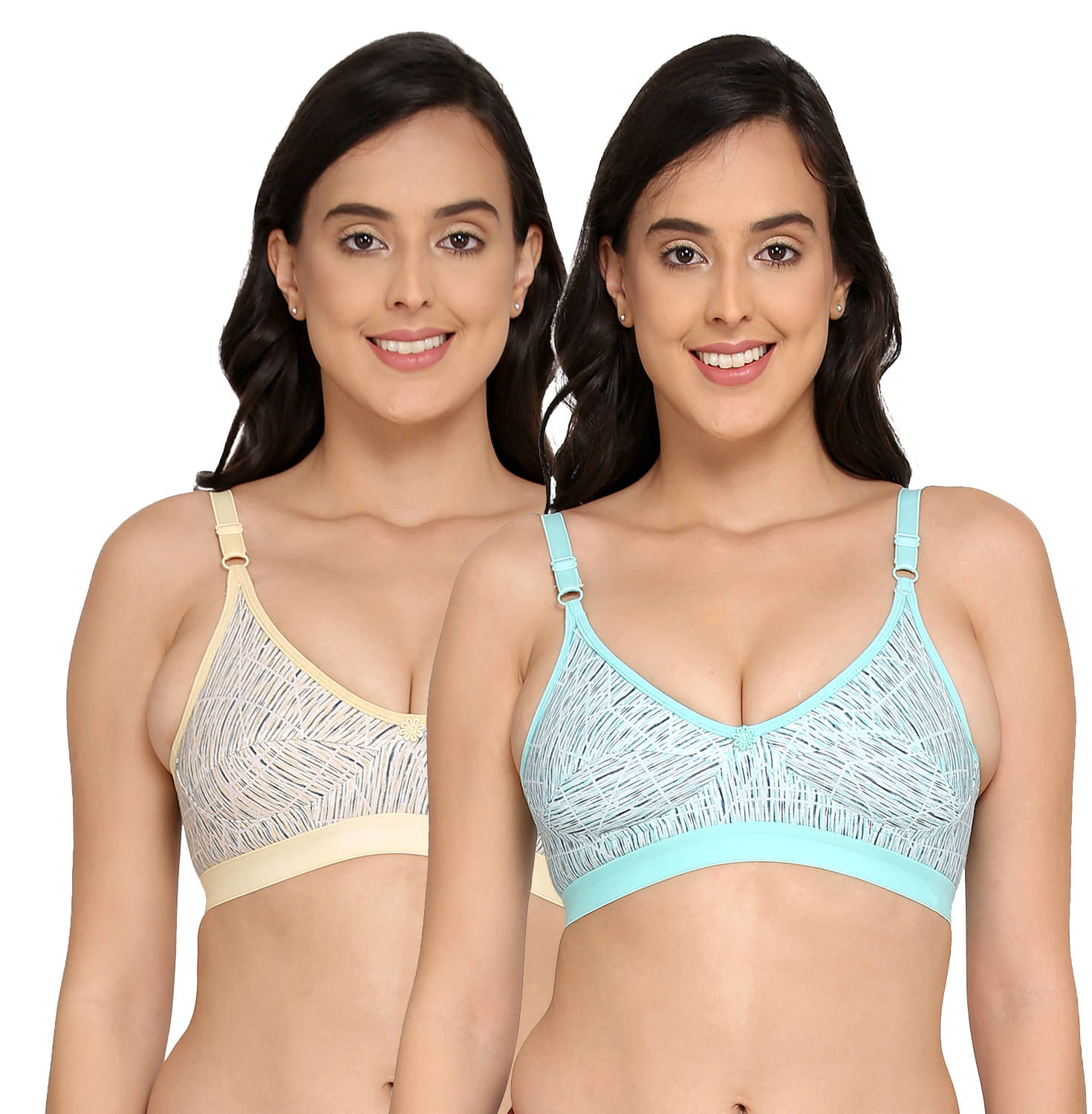 Elina Pack of 2 Cotton Non Padded Women's T-Shirt Bra ( Multi Color )     			Elina Pack of 2 Cotton Non Padded Women's T-Shirt Bra ( Multi Color )