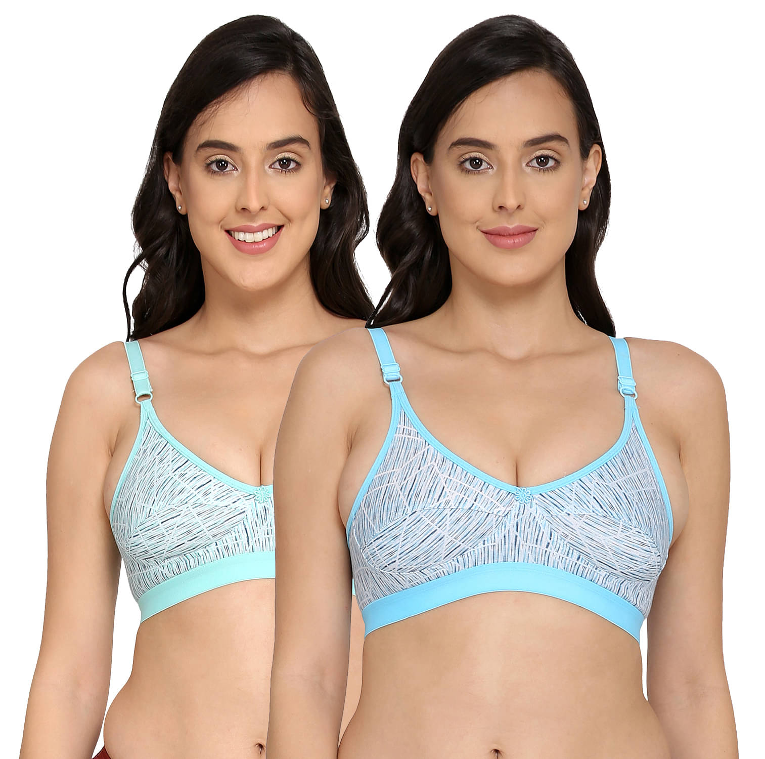 Elina Pack of 2 Cotton Non Padded Women's T-Shirt Bra ( Multi Color )     			Elina Pack of 2 Cotton Non Padded Women's T-Shirt Bra ( Multi Color )