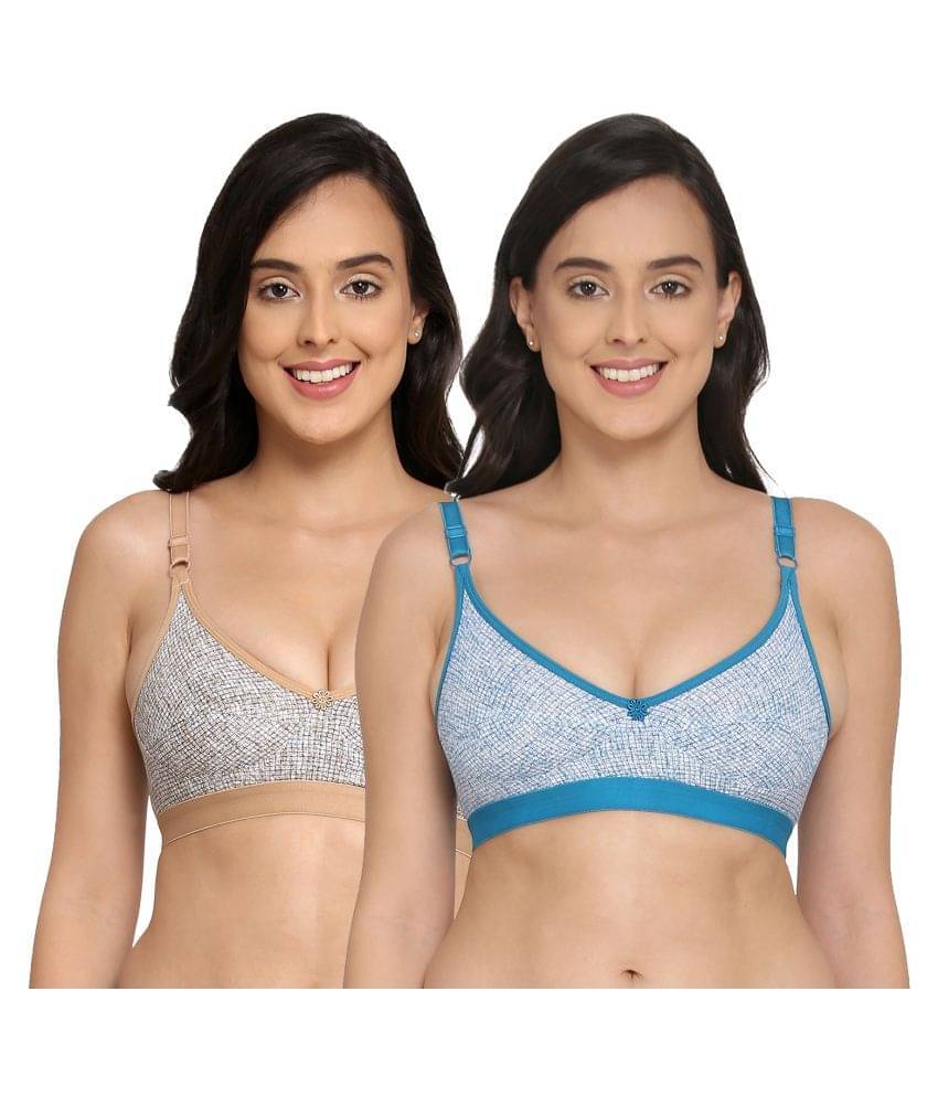 Elina Pack of 2 Cotton Non Padded Women's T-Shirt Bra ( Multi Color ) Elina Pack of 2 Cotton Non Padded Women's T-Shirt Bra ( Multi Color )