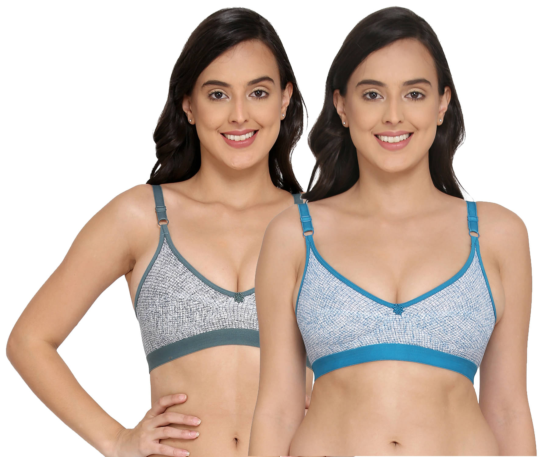 Elina Pack of 2 Cotton Non Padded Women's T-Shirt Bra ( Multi Color )     			Elina Pack of 2 Cotton Non Padded Women's T-Shirt Bra ( Multi Color )
