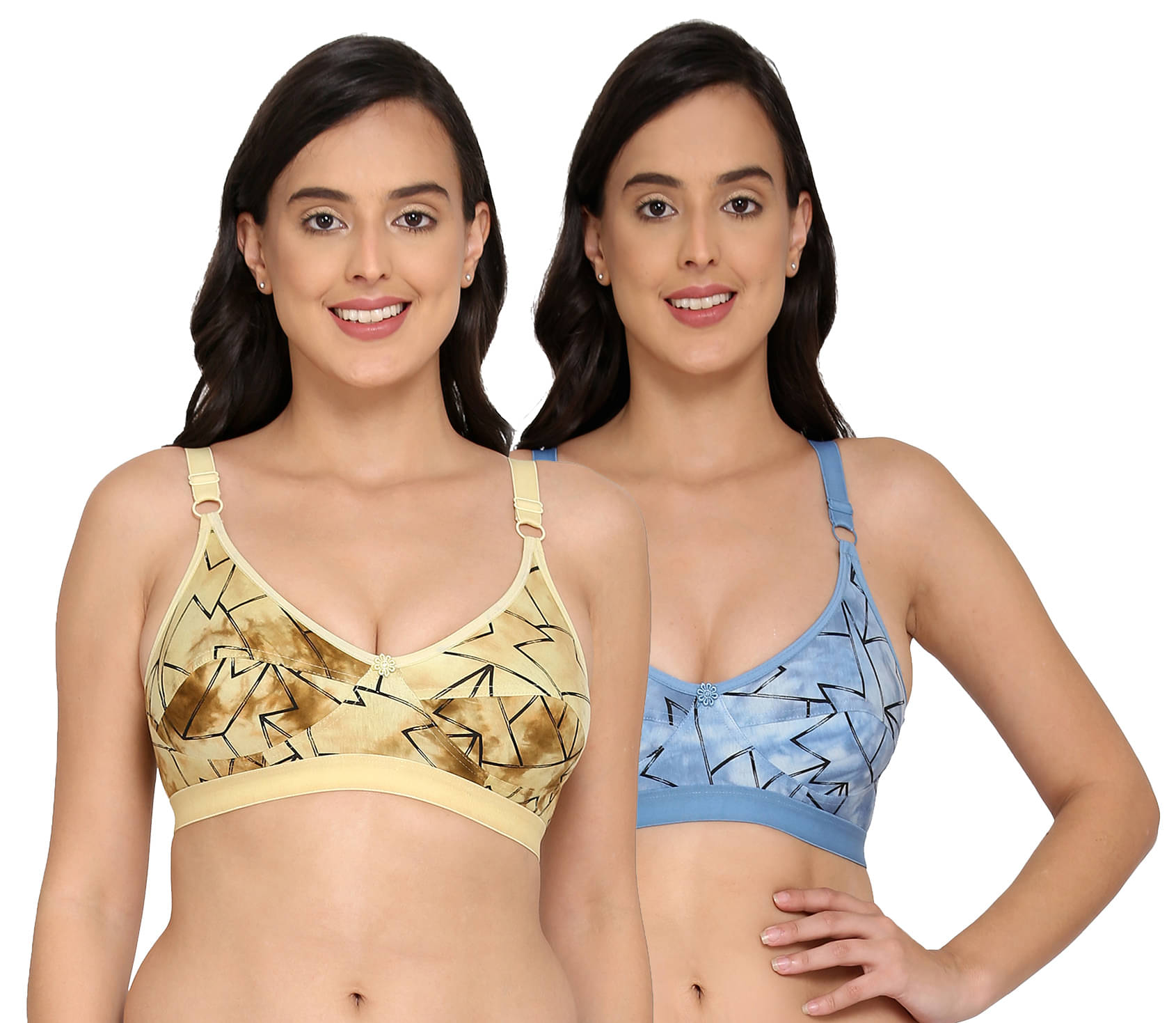 Elina Pack of 2 Cotton Non Padded Women's T-Shirt Bra ( Multi Color ) Elina Pack of 2 Cotton Non Padded Women's T-Shirt Bra ( Multi Color )