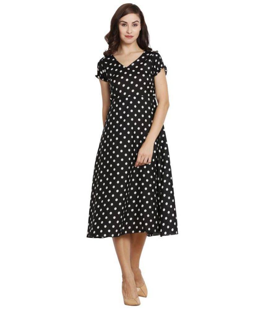     			KMB ROYAL Crepe Black A- line Dress