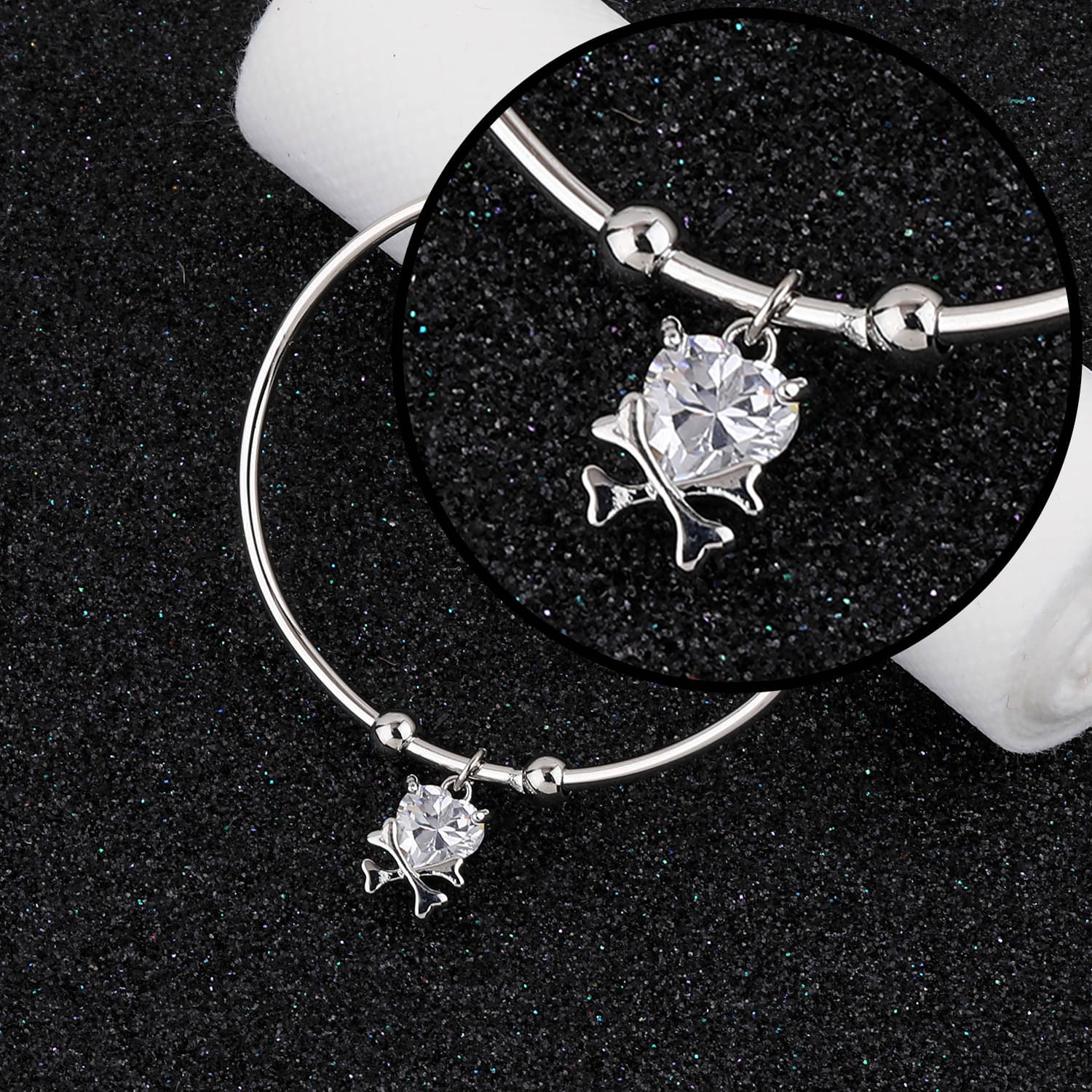     			SILVER SHINE Antique Designer Adjustable Bracelet With Diamond For Women Girls