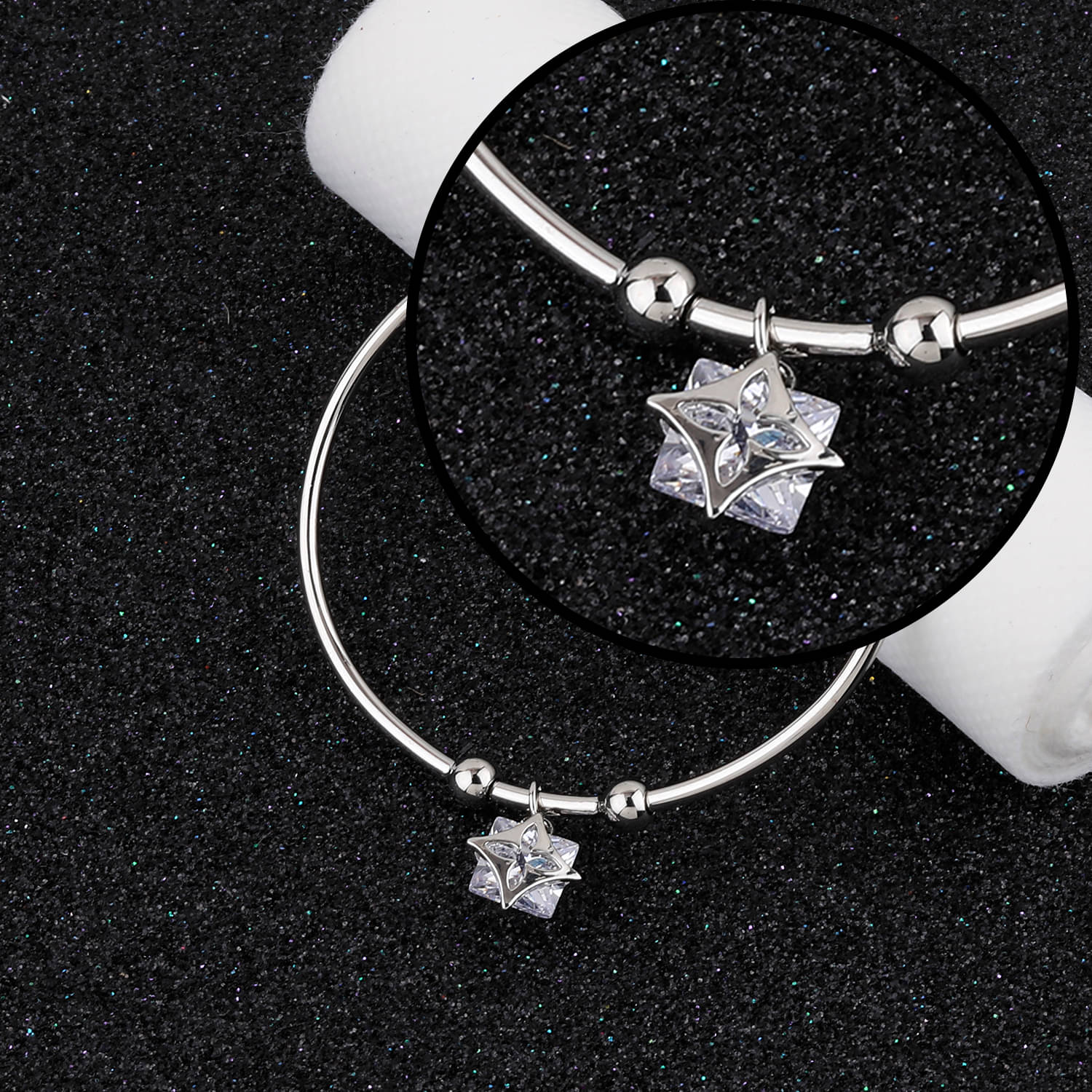     			SILVER SHINE Attractive Party Wear Adjustable Bracelet With Diamond For Women Girls