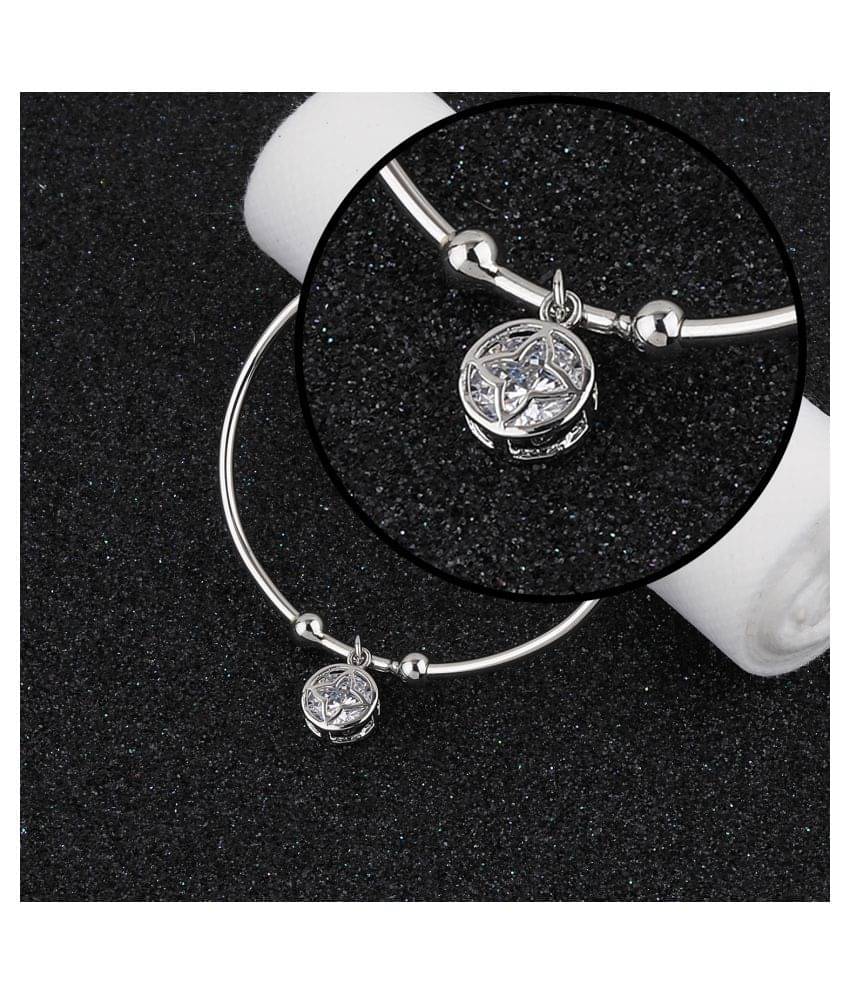 SILVER SHINE Charm Party Wear Adjustable Bracelet With Diamond For Women Girls SILVER SHINE Charm Party Wear Adjustable Bracelet With Diamond For Women Girls